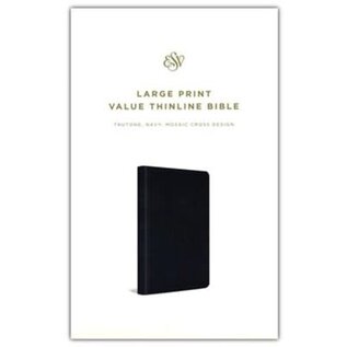 ESV Large Print Value Thinline Bible, Navy Mosaic Cross Design TruTone