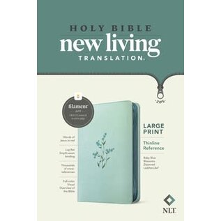 NLT Large Print Thinline Reference Bible, Baby Blue Blossoms Zippered LeatherLike (Filament)