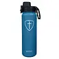 Stainless Steel Water Bottle - Cross Shield, Blue (24 oz)