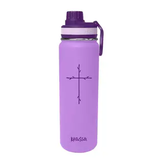 Stainless Steel Water Bottle - Vine Cross, Purple (24 oz)