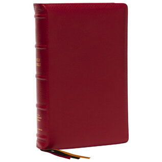 NKJV Large Print Thinline Reference Bible, Red Premium Goatskin Leather
