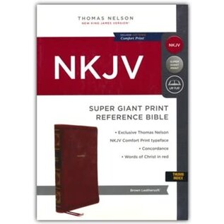 NKJV Super Giant Print Reference Bible, Brown Leathersoft, Indexed