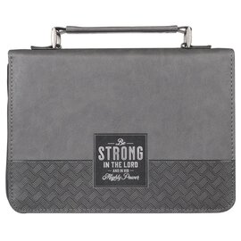 Bible Cover - Be Strong in the Lord, Gray/Black
