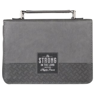 Bible Cover - Be Strong in the Lord, Gray/Black