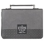 Bible Cover - Be Strong in the Lord, Gray/Black