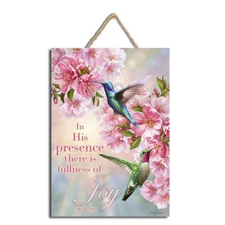 Wall Sign - Hummingbird, Joy w/Rope Hanger