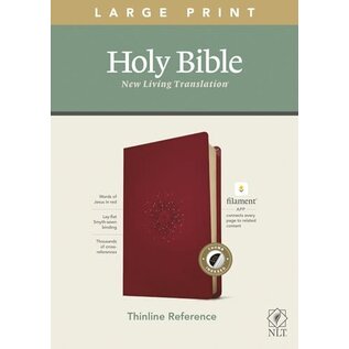 NLT Large Print Thinline Reference Bible, Aurora Cranberry LeatherLike, Indexed (Filament)
