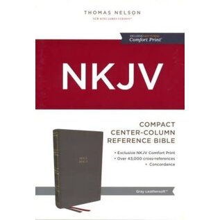 NKJV Compact Center-Column Reference Bible (Comfort Print)-Gray Leathersoft
