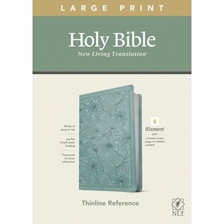 NLT Large Print Thinline Reference Bible, Floral Leaf Teal LeatherLike (Filament)