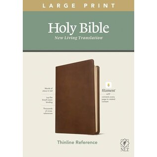 NLT Large Print Thinline Reference Bible, Rustic Brown LeatherLike (Filament)