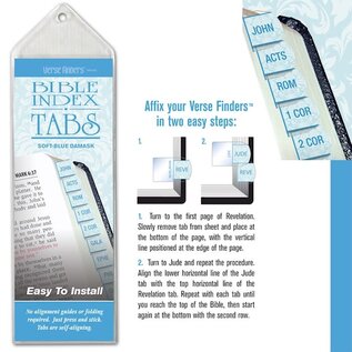 Verse Finders: Bible Indexing Tabs - Soft-Blue Damask, Horizontal