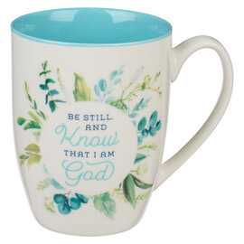 Mug - Be Still and Know, Teal Floral