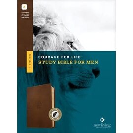 NLT Courage for Life for Men Study Bible, Rustic Brown Lion LeatherLike, Indexed