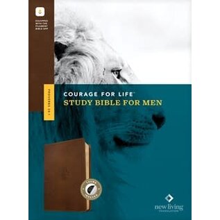 NLT Courage for Life for Men Study Bible, Rustic Brown Lion LeatherLike, Indexed