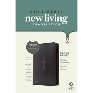 NLT Large Print Thinline Reference Bible w/Zipper, Black Cross LeatherLike