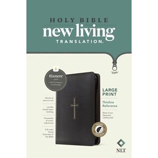 NLT Large Print Thinline Reference Bible w/Zipper, Black Cross LeatherLike, Indexed
