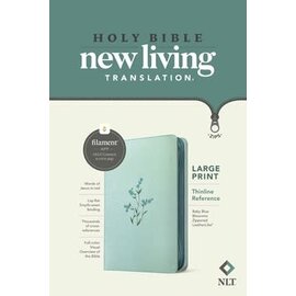 NLT Large Print Thinline Reference Bible w/Zipper, Baby Blue Blossoms LeatherLike