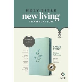 NLT Large Print Thinline Reference Bible w/Zipper, Baby Blue Blossoms LeatherLike, Indexed