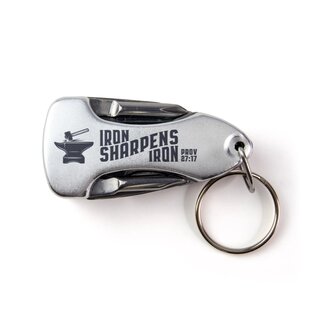 Keychain - Scripture Multi-Tool, Silver (Iron Sharpens Iron)