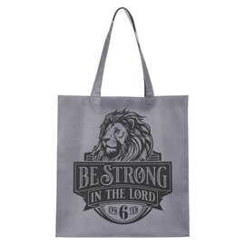 Tote Bag - Be Strong in the Lord, Lion, Gray