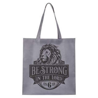 Tote Bag - Be Strong in the Lord, Lion, Gray