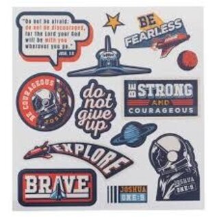 Stainless Steel Water Bottle - Strong and Courageous, Blue w/Stickers