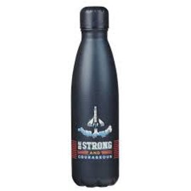 Stainless Steel Water Bottle - Strong and Courageous, Blue