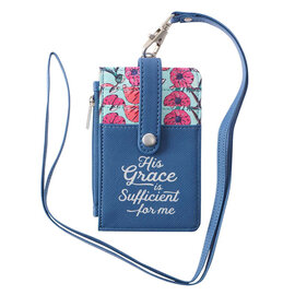 ID Card Holder - His Grace is Sufficient, with Lanyard