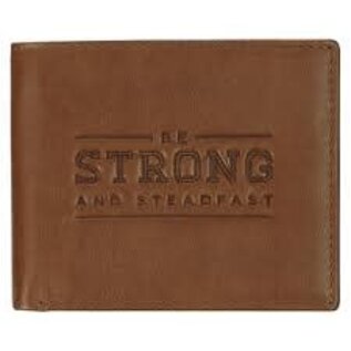 Men's Leather Wallet - Be Strong and Steadfast, Chestnut Brown