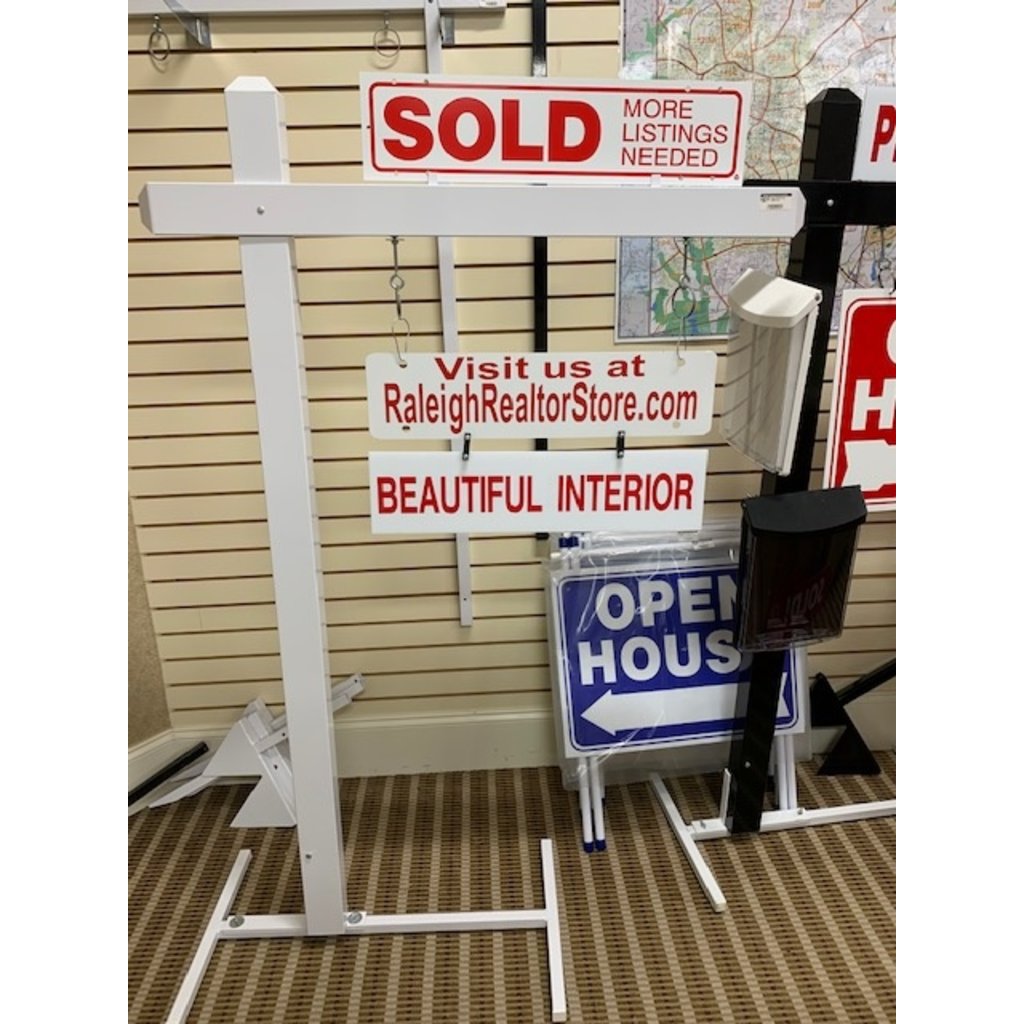 White Sign Post 64''Tall w/24''Arm