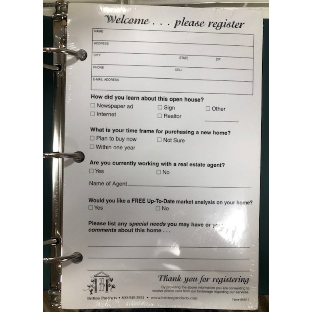 Open House Guest Register Small