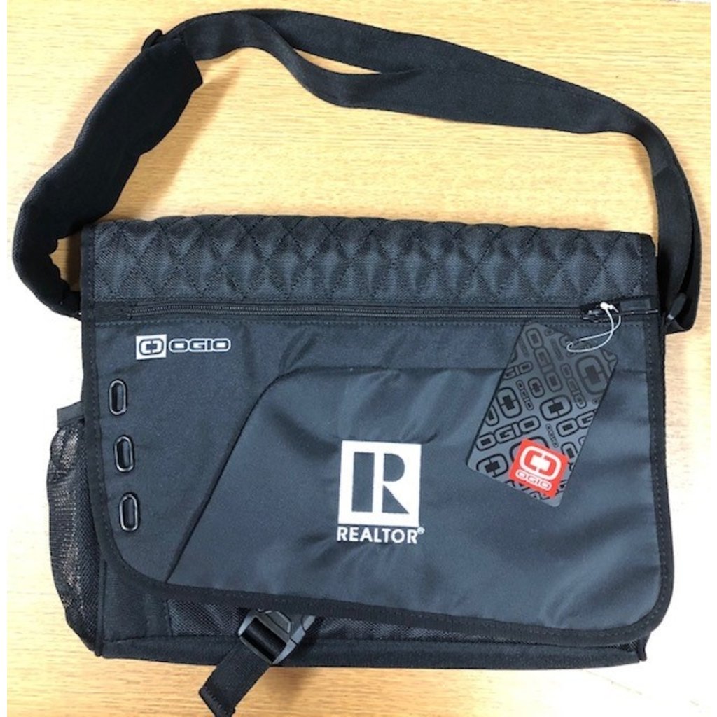 R Logo Black Messenger Bag