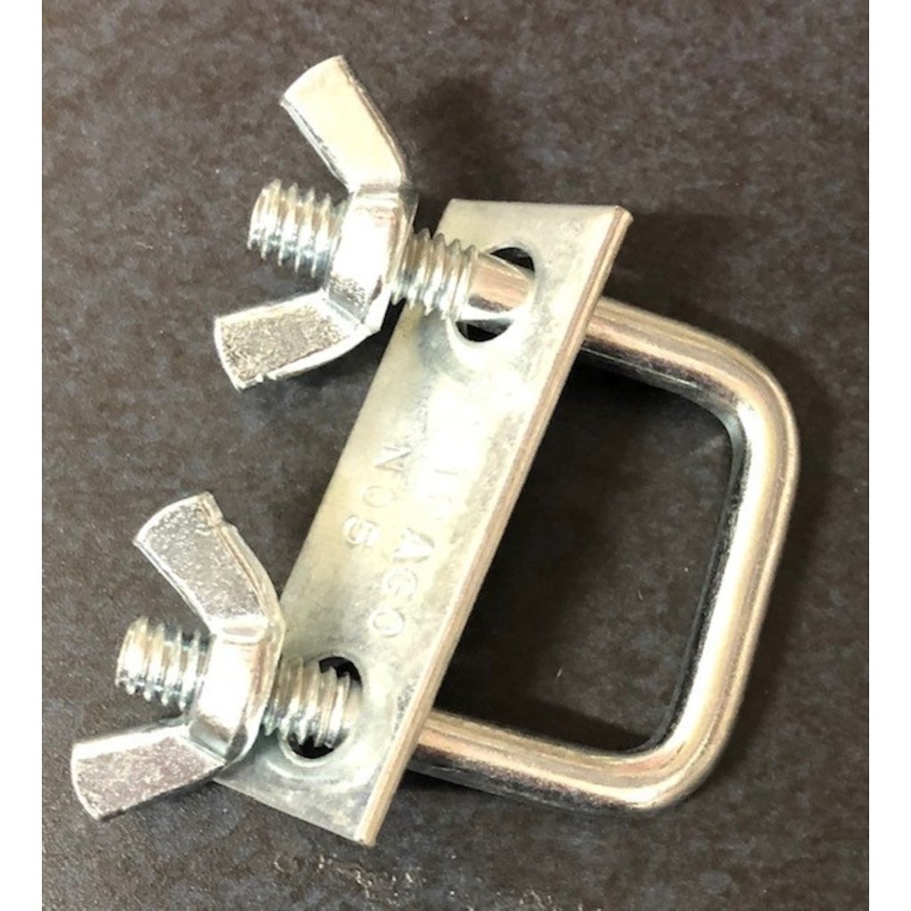 Clamp for info box on 1" x 1" colonial signpost