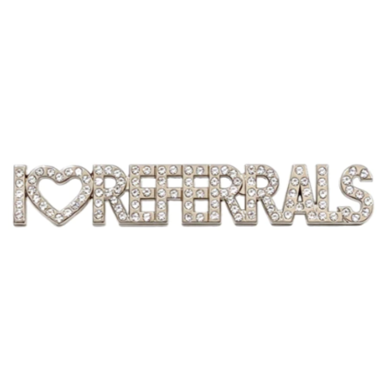 I LOVE REFERRALS CRYSTAL PIN