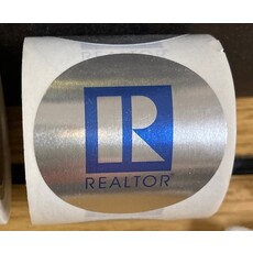 Silver Foil Stickers with Blue R Logo /100