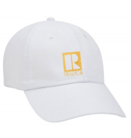 White cap with gold or white  R® logo