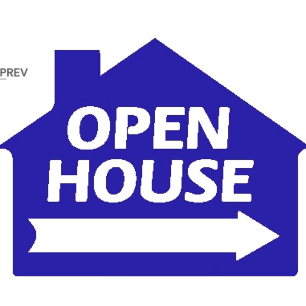 OPEN HOUSE di-cut blue house