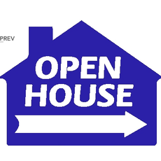 OPEN HOUSE di-cut blue house