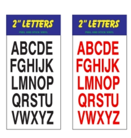 2" Stick-on Letters Black or Red