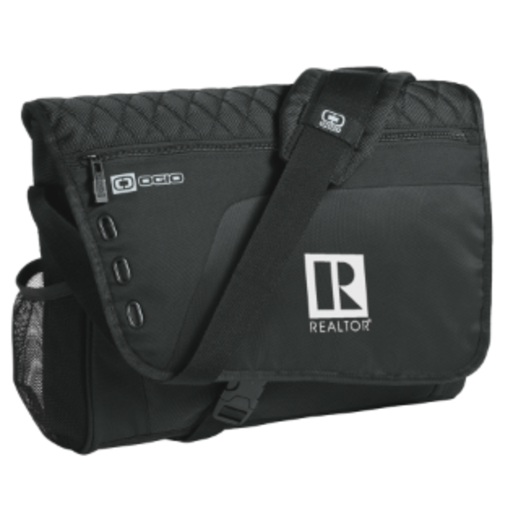 R Logo Black Messenger Bag