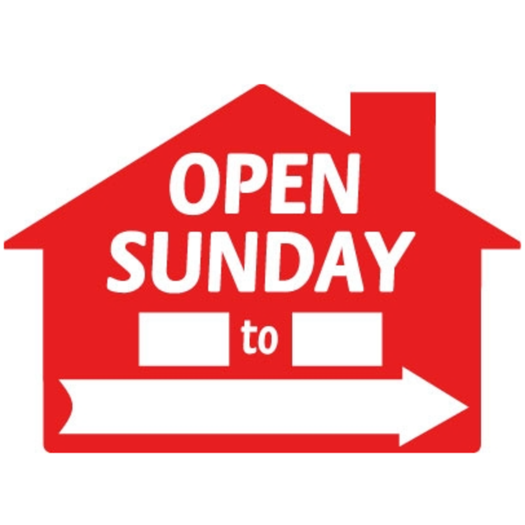 Open Sunday __ To __ Di-cut sign