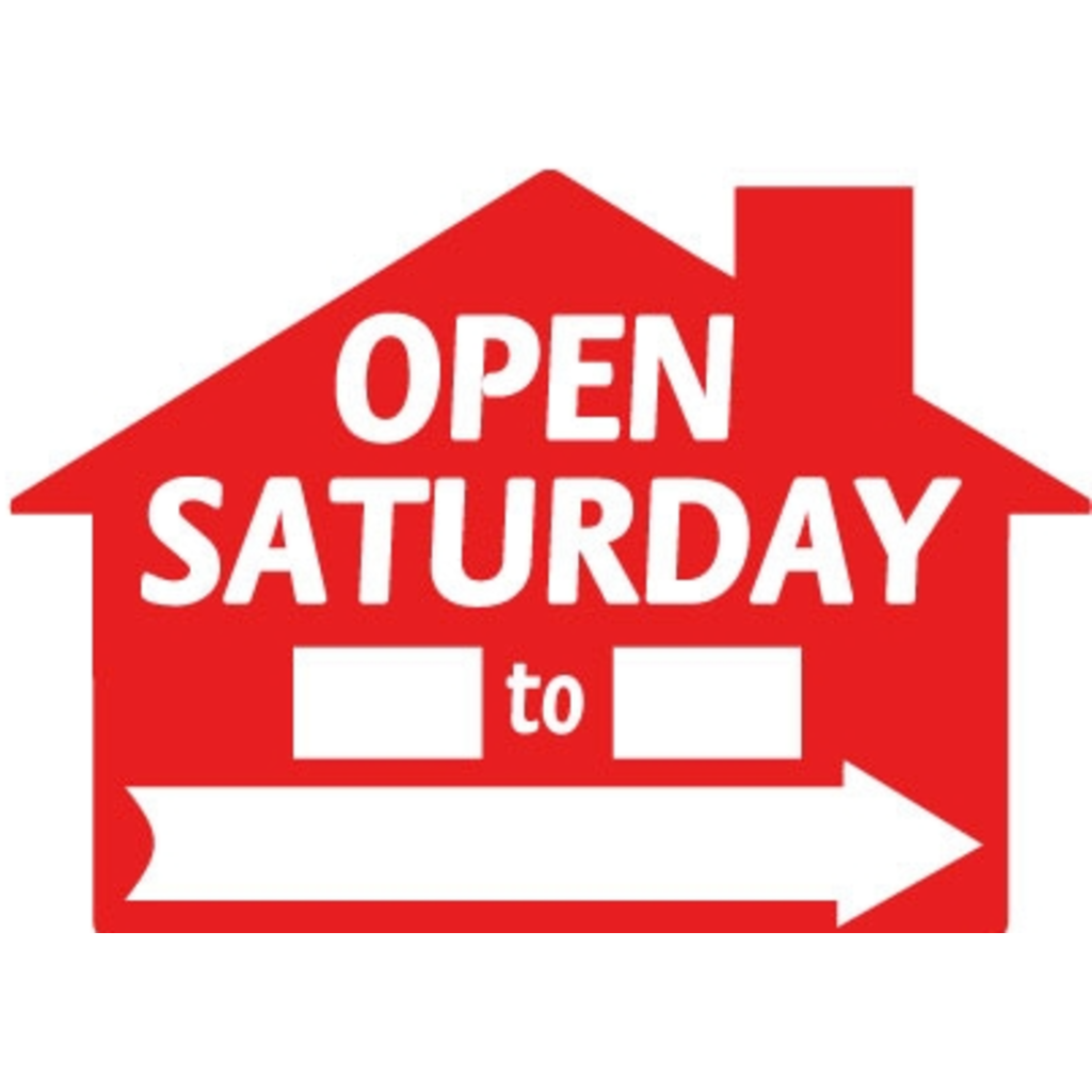 Open Saturday __ To __ Di-Cut red or blue