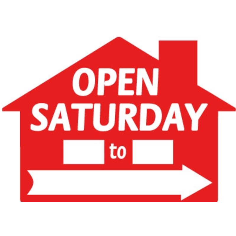 Open Saturday __ To __ Di-Cut red or blue