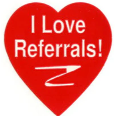 I Love Referrals Stickers heart shaped