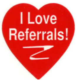 I Love Referrals Stickers heart shaped
