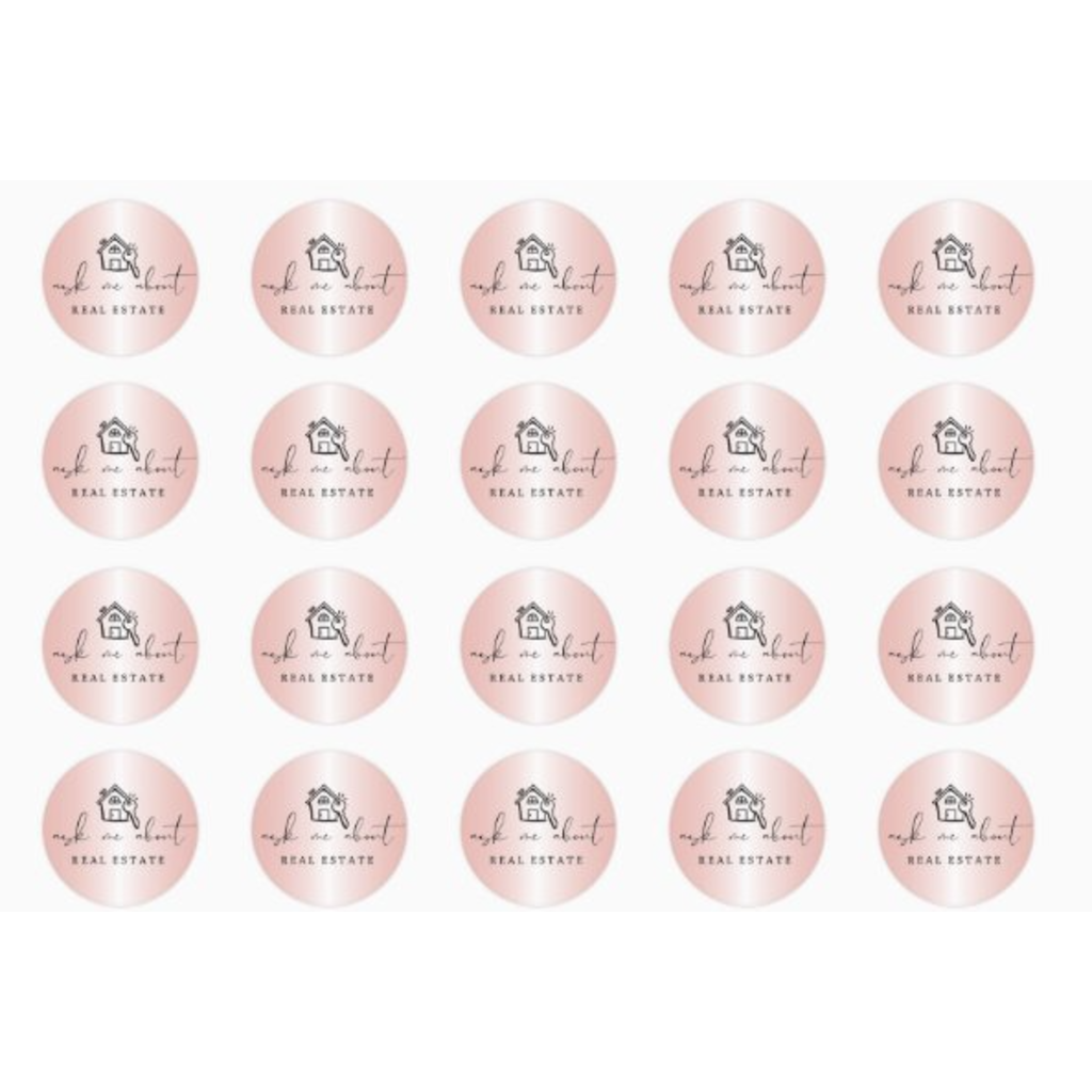Pink Metallic Ask Me About Real Estate stickers