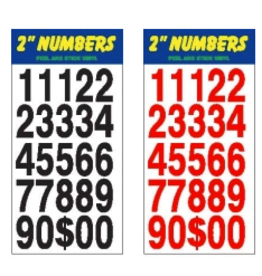 2" Stick-on Numbers black or red