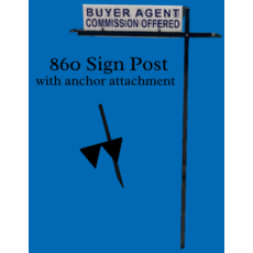 Sign Post 1.25" x 1.25" w/ Top Rider Clips 58" BLACK and anchor