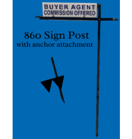 Sign Post 1.25"x1.25" w/ Top Rider Clips 58"  BLACK and anchor