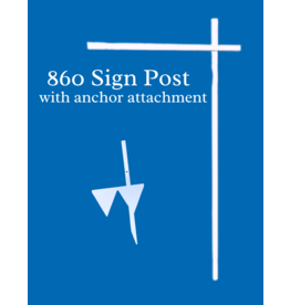 Sign Post  White 1.25"x 1.25" w/ top rider clips 58" (New) and anchor